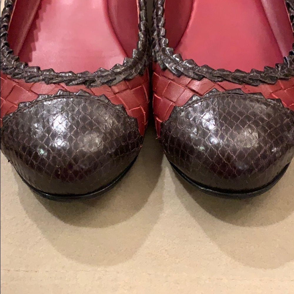 Bottega Veneta Snakeskin Trim Intrecciato Flats - Picture 10 of 11